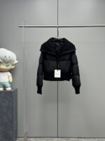 Moncler Jadeite Women’s Short Down Jacket with Knit Collar – 24FW Collection | White, Black | Sizes 1–3 - Image 2