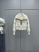 Moncler Jadeite Women’s Short Down Jacket with Knit Collar – 24FW Collection | White, Black | Sizes 1–3 - Image 8