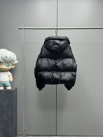 Moncler Borey Women’s Cape Down Jacket – 2024 New Hooded Short Puffer | Beige, Black | Sizes 0–2 - Image 4