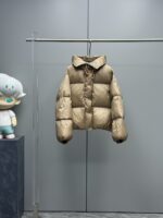 Moncler Borey Women’s Cape Down Jacket – 2024 New Hooded Short Puffer | Beige, Black | Sizes 0–2 - Image 5