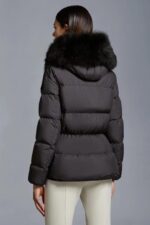 Moncler Locustelle Women’s Mid-Length Down Coat with Oversized Fur Hood – Black, White | Sizes 0–2 - Image 7