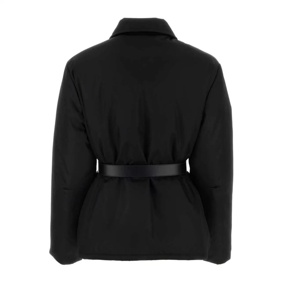 wsxc1758266114099_5 Prada Women’s Belted Down Jacket with Logo and Flap Pockets – Black | Sizes S–L - Image 3